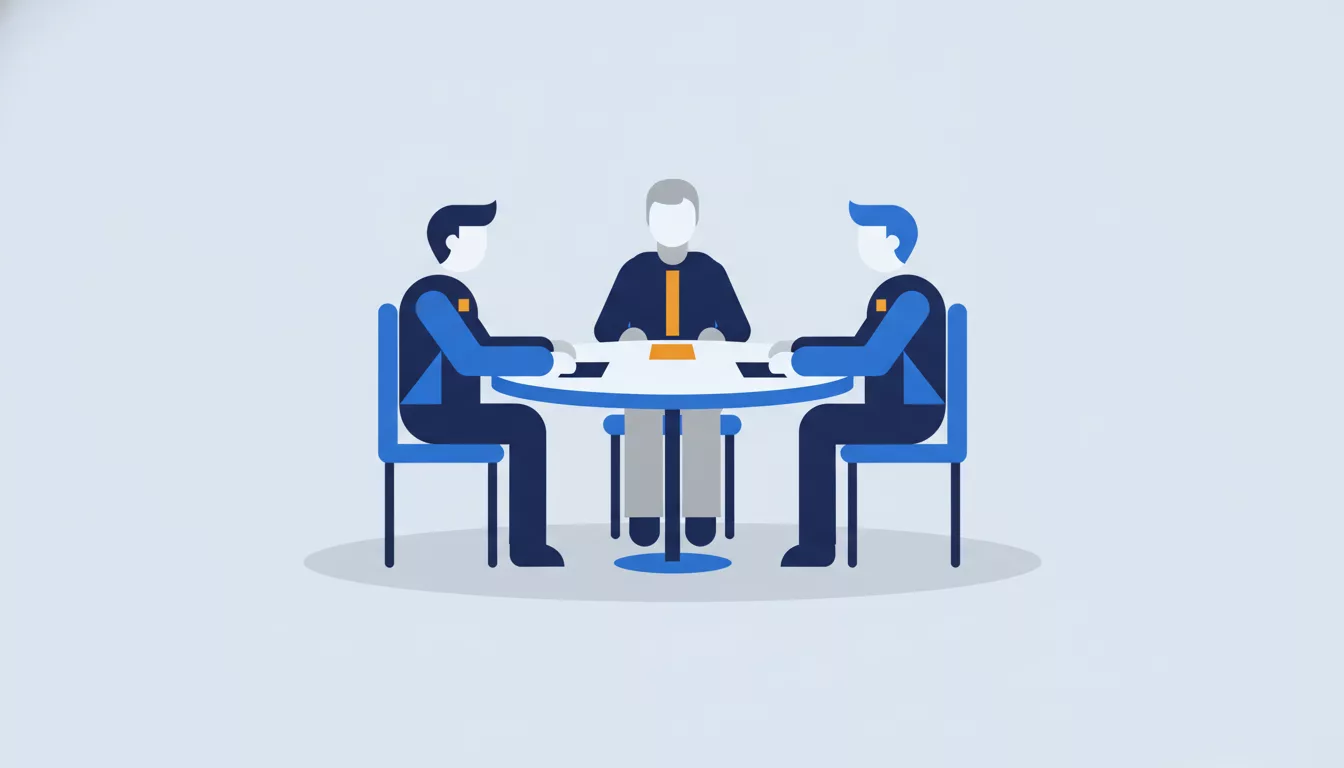 Illustration de deux parties autour d'une table de négociation