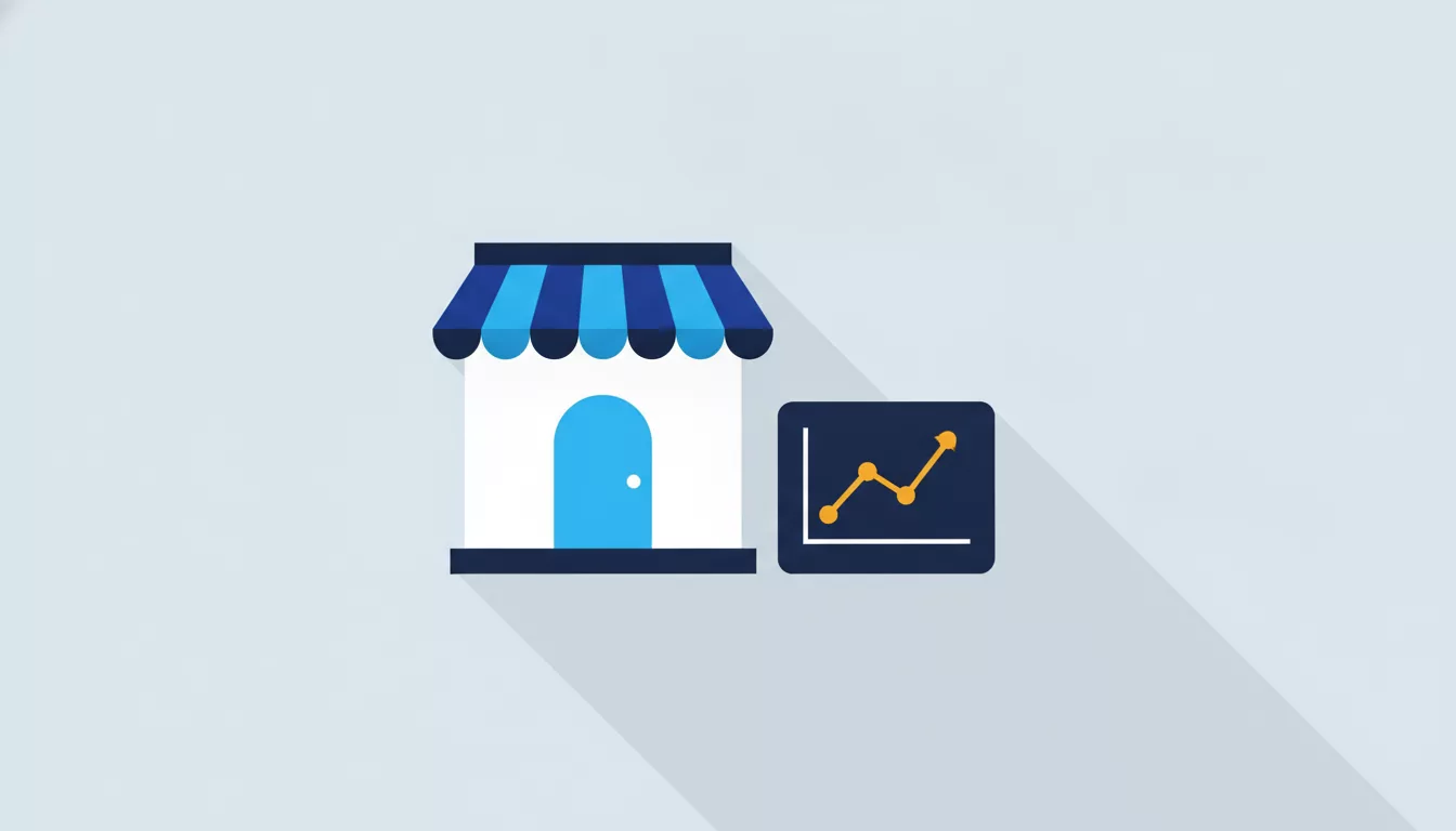 Illustration d'une devanture de commerce et d'une courbe d'indice